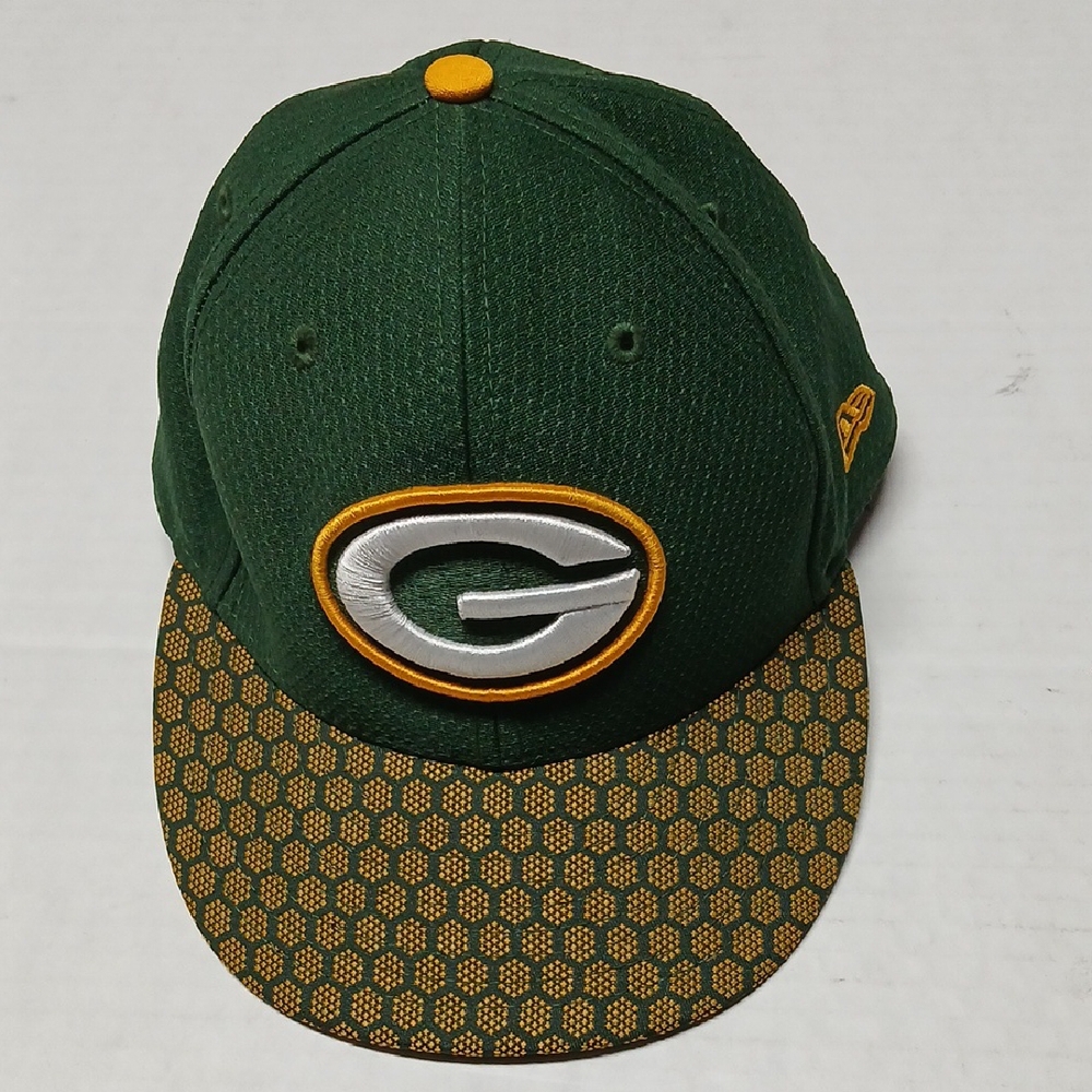 Green Bay Packers New Era 59Fifty Baseball Cap Hat Size 7 G Logo Honeycomb Brim